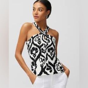 White House Black Market WHBM Cross-Front Matte Jersey Halter